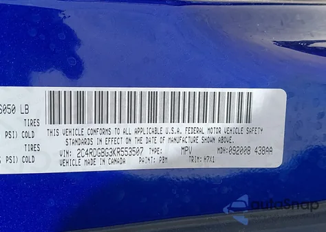 2019 Dodge Grand Caravan Se из США, поврежденный, VIN 2C4RDGBG3KR553507